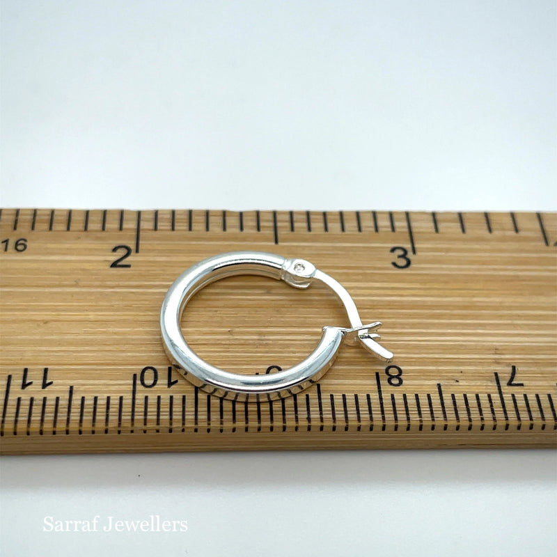 925 Sterling Silver Plain Hoop Earrings - 10mm, 15mm, 25mm, 30mm, 40mm | Shop Online Sarraf Jewellers UK