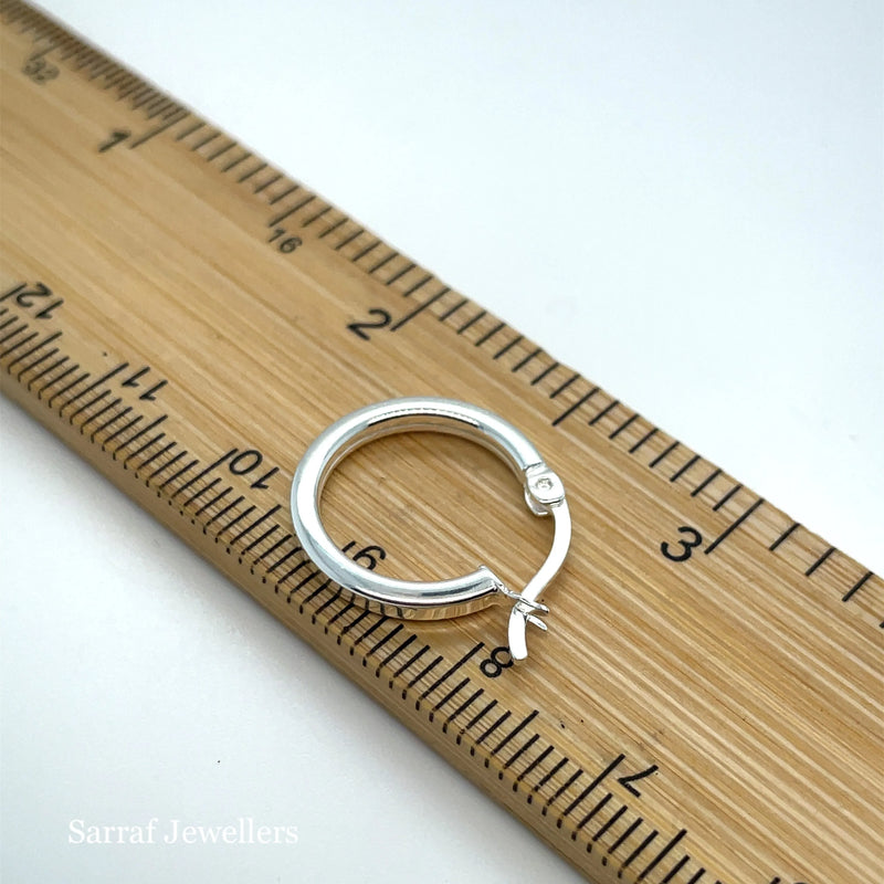 925 Sterling Silver Plain Hoop Earrings - 10mm, 15mm, 25mm, 30mm, 40mm | Shop Online Sarraf Jewellers UK