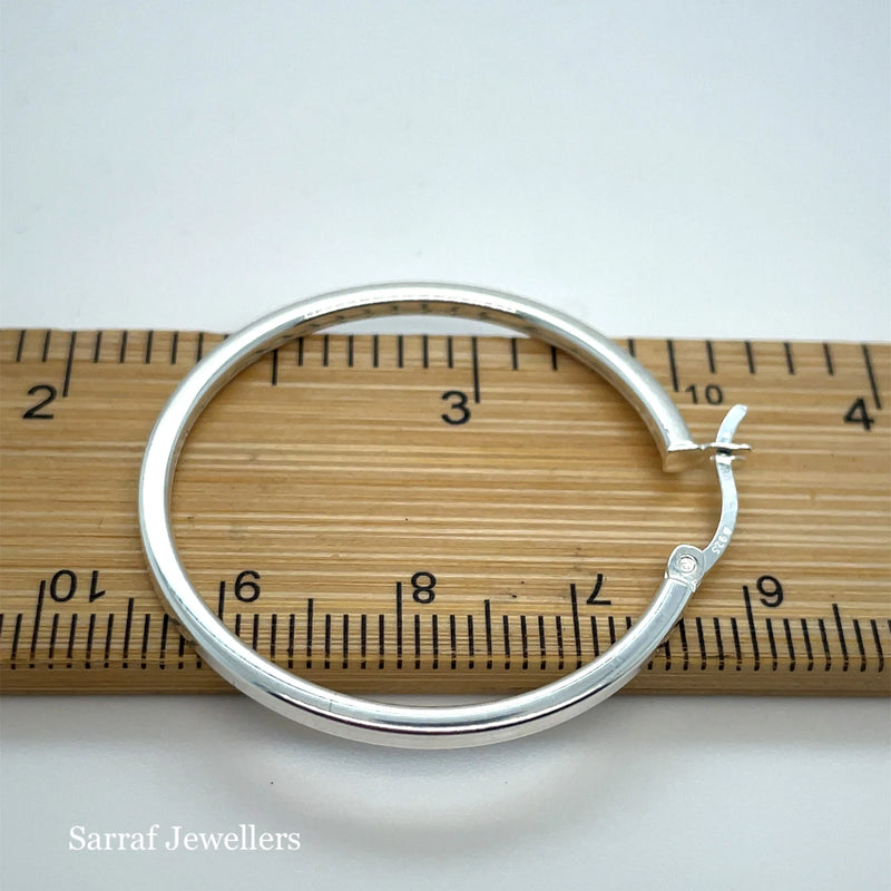 925 Sterling Silver Plain Hoop Earrings - 10mm, 15mm, 25mm, 30mm, 40mm | Shop Online Sarraf Jewellers UK