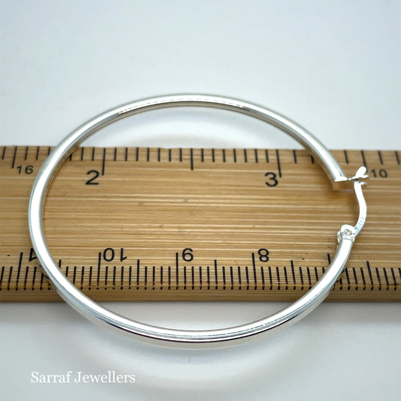 925 Sterling Silver Plain Hoop Earrings - 10mm, 15mm, 25mm, 30mm, 40mm | Shop Online Sarraf Jewellers UK