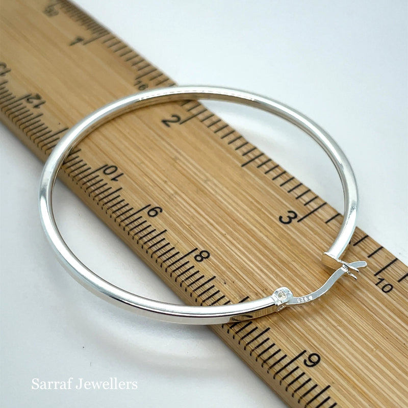925 Sterling Silver Plain Hoop Earrings - 10mm, 15mm, 25mm, 30mm, 40mm | Shop Online Sarraf Jewellers UK