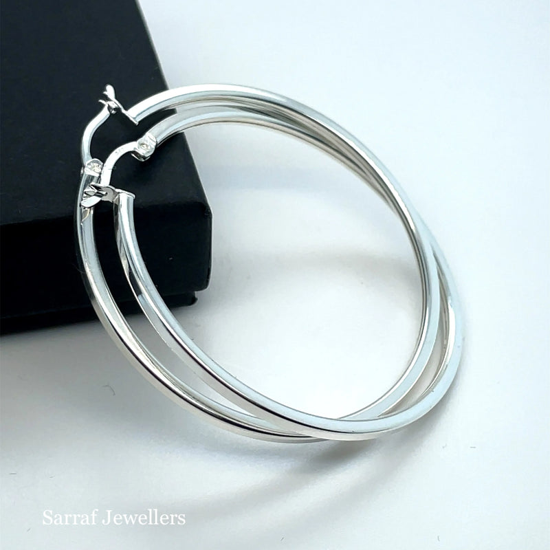925 Sterling Silver Plain Hoop Earrings - 10mm, 15mm, 25mm, 30mm, 40mm | Shop Online Sarraf Jewellers UK