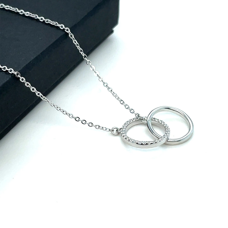 925 Sterling Silver Rhodium Plated CZ Circle Link Cable Chain - 1mm | Shop Online Sarraf Jewellers UK