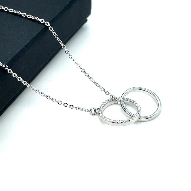 925 Sterling Silver Rhodium Plated CZ Circle Link Cable Chain - 1mm | Shop Online Sarraf Jewellers UK