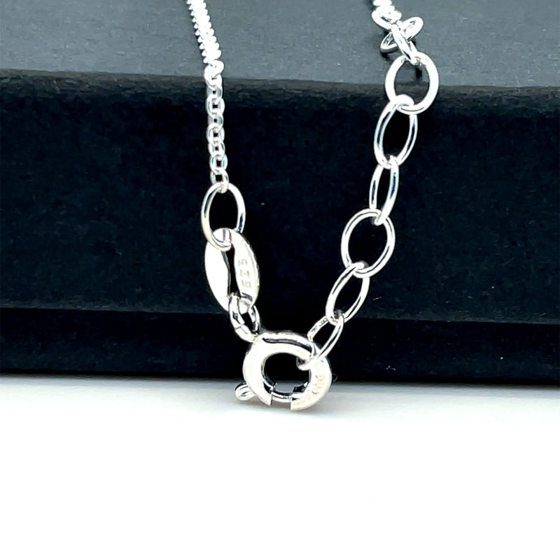 925 Sterling Silver CZ Infinity Pendant On Cable Chain - 1mm | Shop Online Sarraf Jewellers UK