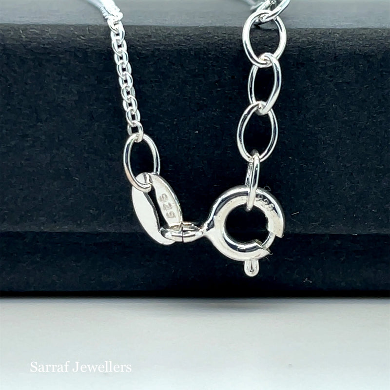 925 Sterling Silver CZ Infinity Pendant On Cable Chain - 1mm | Shop Online Sarraf Jewellers UK