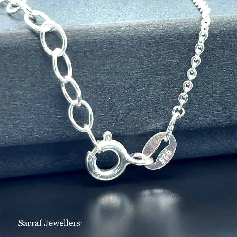 925 Sterling Silver CZ Infinity Pendant On Cable Chain - 1mm | Shop Online Sarraf Jewellers UK