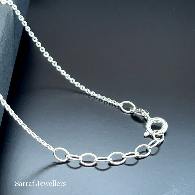 925 Sterling Silver CZ Infinity Pendant On Cable Chain - 1mm | Shop Online Sarraf Jewellers UK