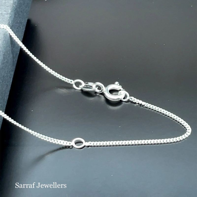 925 Sterling Silver CZ Pendant on Chain – 5mm | Shop Online Sarraf Jewellers UK