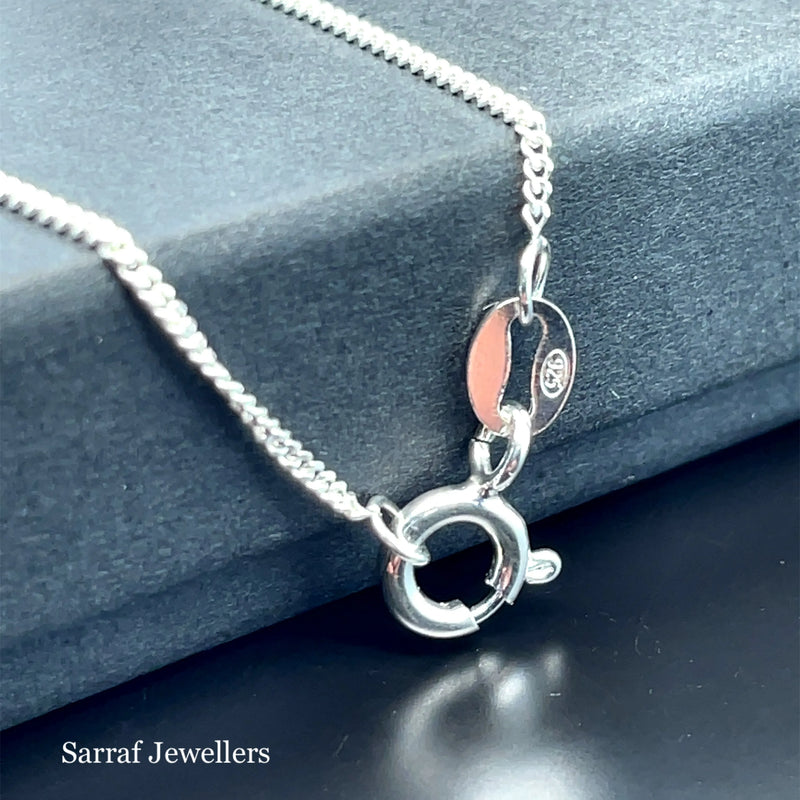 925 Sterling Silver CZ Pendant on Chain – 5mm | Shop Online Sarraf Jewellers UK