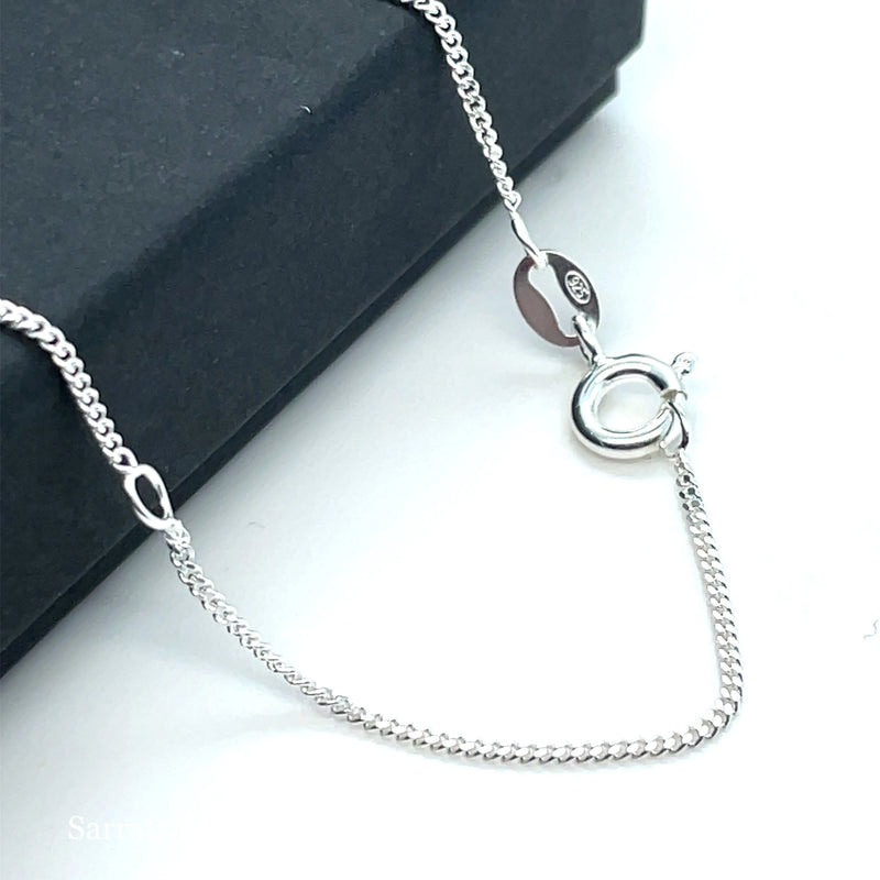 925 Sterling Silver CZ Pendant on Chain - 7mm | Shop Online Sarraf Jewellers UK