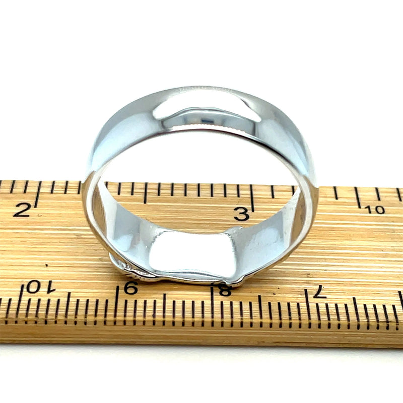 925 Sterling Silver Men's Plain Buckle Ring - 8mm | Shop Online Sarraf Jewellers UK