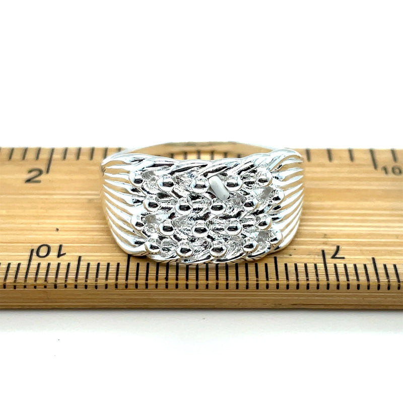 925 Sterling Silver Men's 4 Row Keeper Ring – 12mm | Shop Online Sarraf Jewellers UK