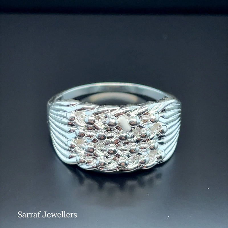 925 Sterling Silver Men's 4 Row Keeper Ring – 12mm | Shop Online Sarraf Jewellers UK