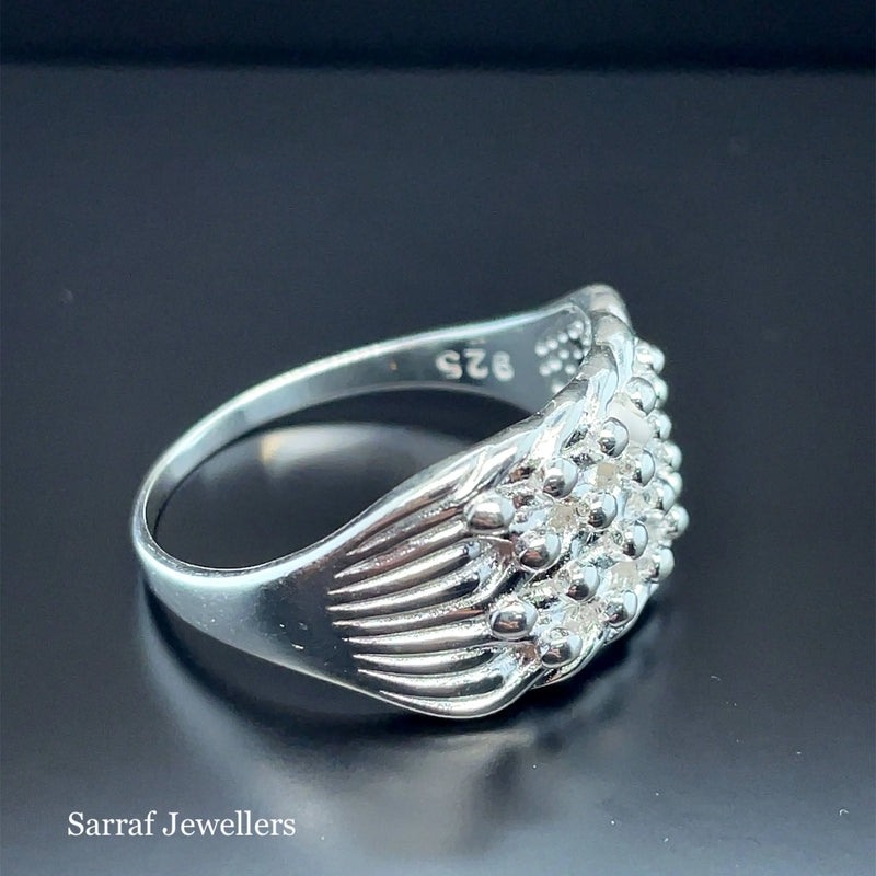 925 Sterling Silver Men's 4 Row Keeper Ring – 12mm | Shop Online Sarraf Jewellers UK