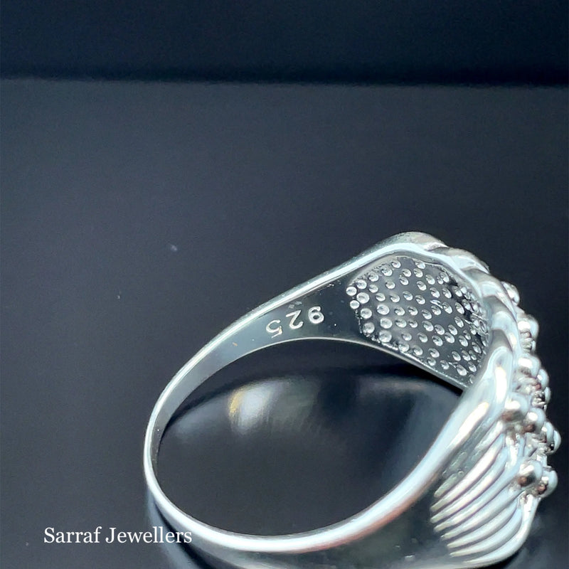 925 Sterling Silver Men's 4 Row Keeper Ring – 12mm | Shop Online Sarraf Jewellers UK