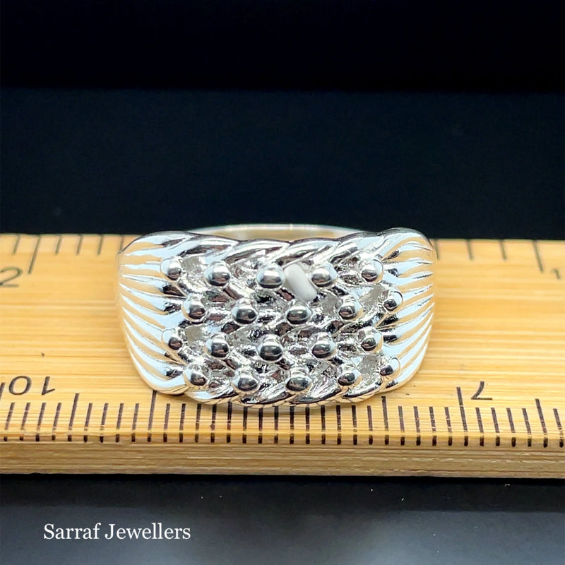 925 Sterling Silver Men's 4 Row Keeper Ring – 12mm | Shop Online Sarraf Jewellers UK