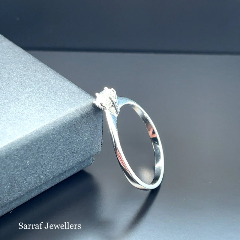 925 Sterling Silver Simulated Diamond CZ Solitaire Ring - 2mm | Shop Online Sarraf Jewellers UK