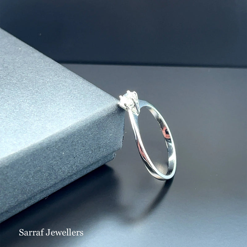 925 Sterling Silver Simulated Diamond CZ Solitaire Ring - 2mm | Shop Online Sarraf Jewellers UK