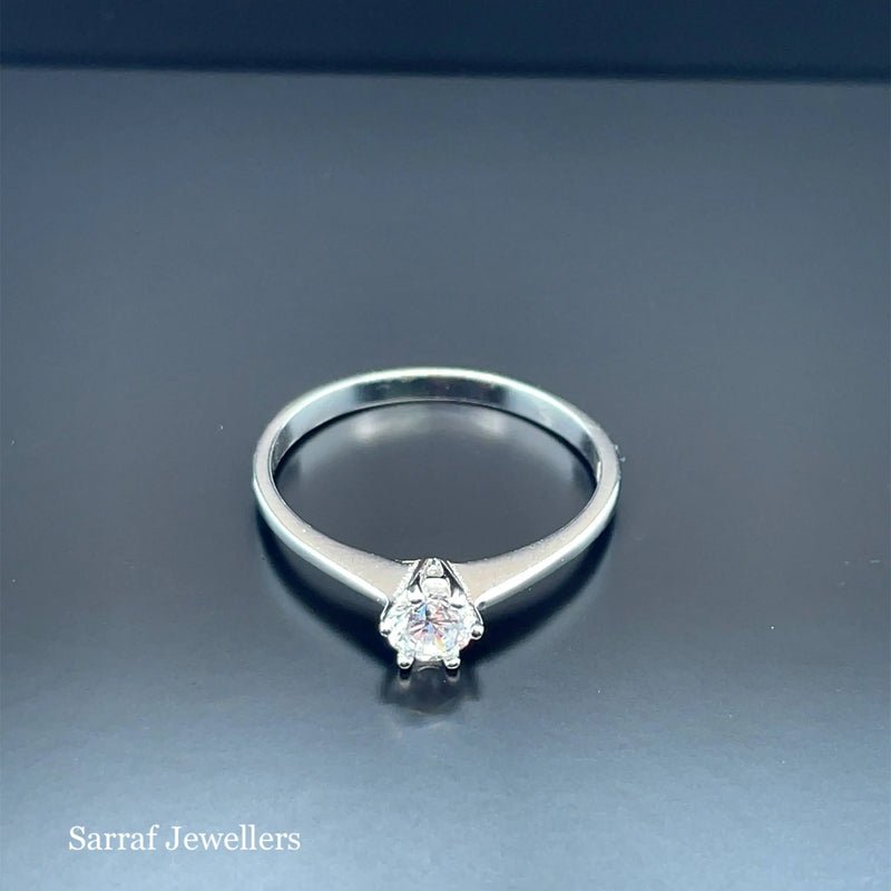 925 Sterling Silver Simulated Diamond CZ Solitaire Ring - 2mm | Shop Online Sarraf Jewellers UK