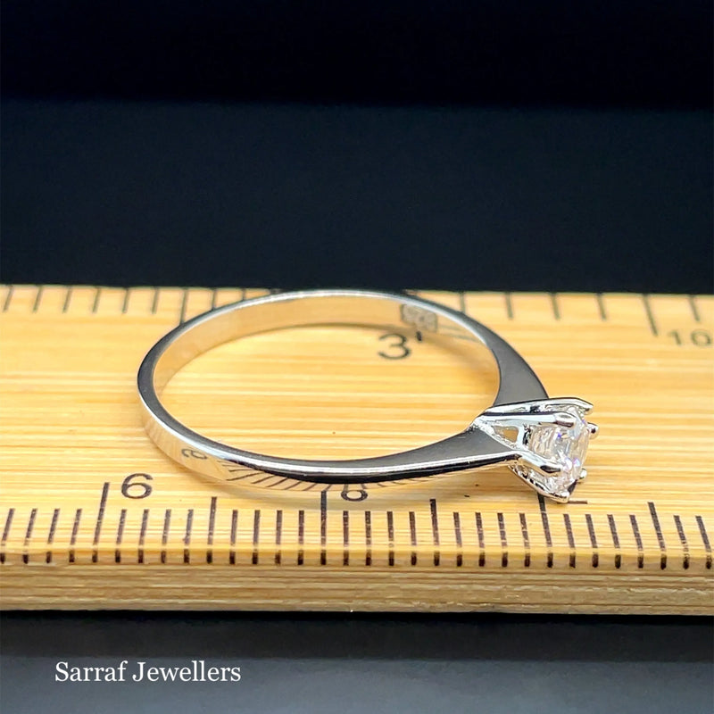 925 Sterling Silver Simulated Diamond CZ Solitaire Ring - 2mm | Shop Online Sarraf Jewellers UK