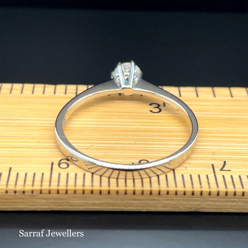 925 Sterling Silver Simulated Diamond CZ Solitaire Ring - 2mm | Shop Online Sarraf Jewellers UK