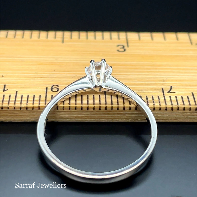 925 Sterling Silver Simulated Diamond CZ Solitaire Ring - 2mm | Shop Online Sarraf Jewellers UK