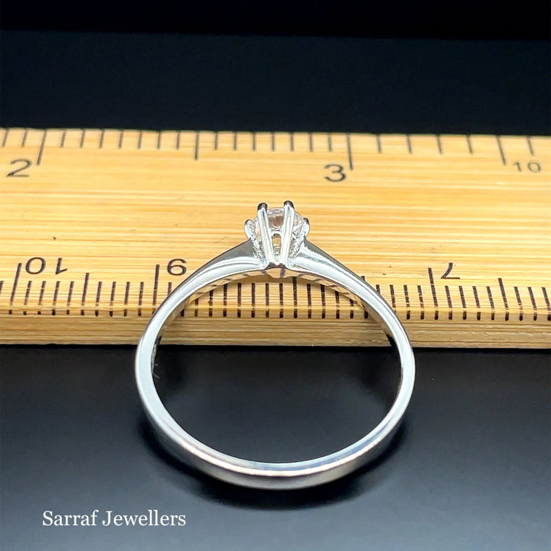 925 Sterling Silver Simulated Diamond CZ Solitaire Ring - 2mm | Shop Online Sarraf Jewellers UK
