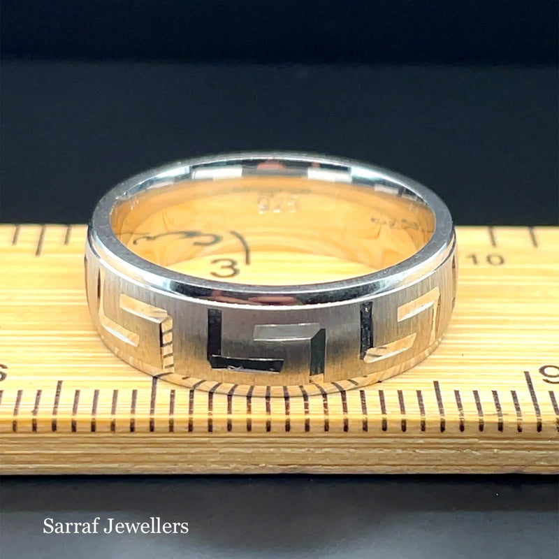 925 Sterling Silver Byzantine Style Greek Design Wedding Band - 6mm | Shop Online Sarraf Jewellers UK