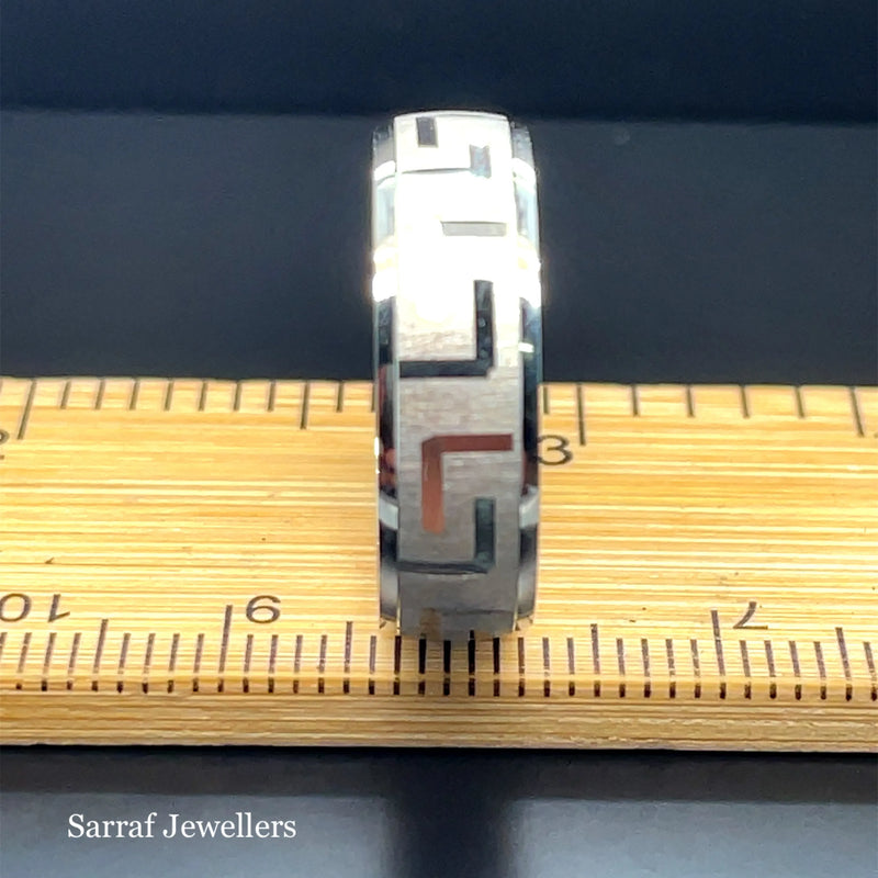 925 Sterling Silver Byzantine Style Greek Design Wedding Band - 6mm | Shop Online Sarraf Jewellers UK