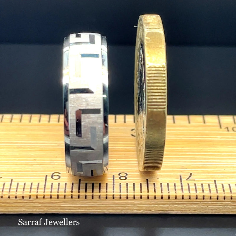925 Sterling Silver Byzantine Style Greek Design Wedding Band - 6mm | Shop Online Sarraf Jewellers UK