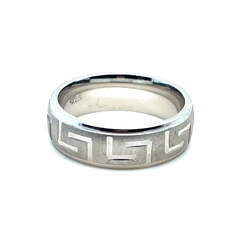 925 Sterling Silver Byzantine Style Greek Design Wedding Band - 6mm | Shop Online Sarraf Jewellers UK