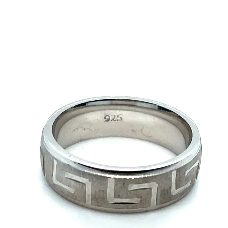 925 Sterling Silver Byzantine Style Greek Design Wedding Band - 6mm | Shop Online Sarraf Jewellers UK