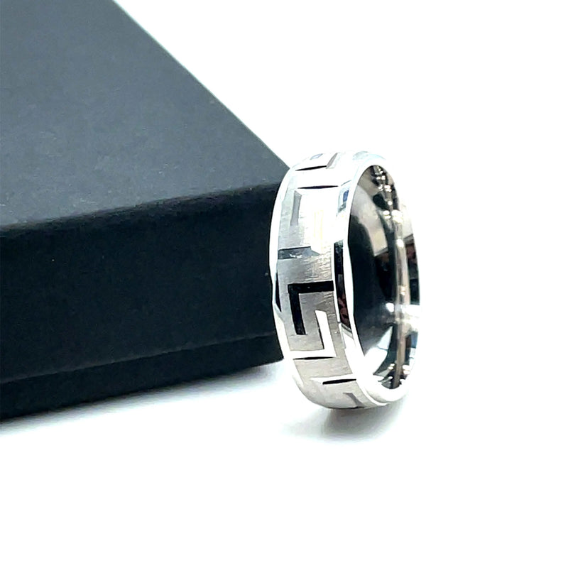 925 Sterling Silver Byzantine Style Greek Design Wedding Band - 6mm | Shop Online Sarraf Jewellers UK