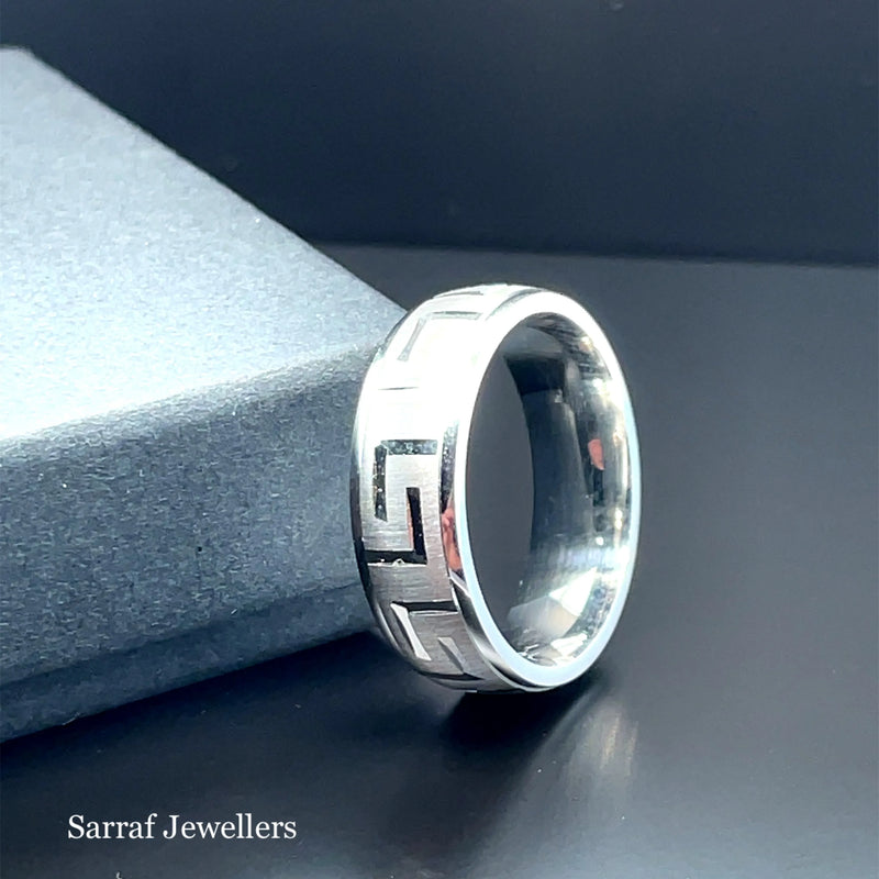 925 Sterling Silver Byzantine Style Greek Design Wedding Band - 6mm | Shop Online Sarraf Jewellers UK