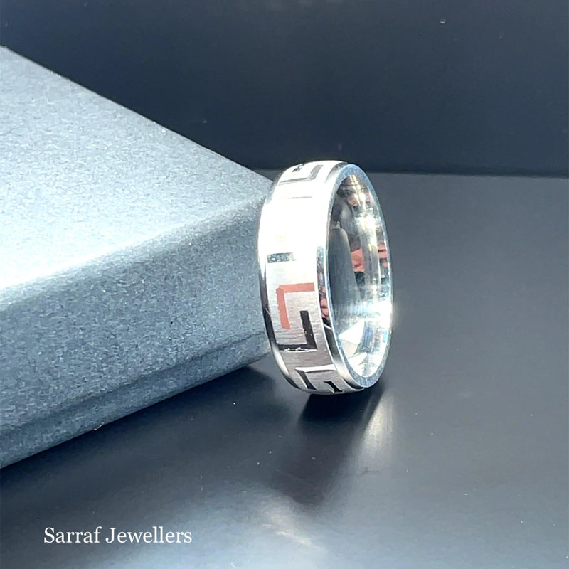 925 Sterling Silver Byzantine Style Greek Design Wedding Band - 6mm | Shop Online Sarraf Jewellers UK