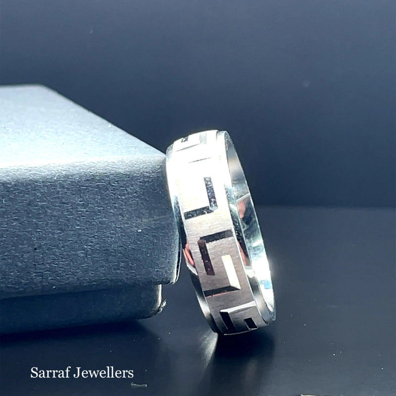 925 Sterling Silver Byzantine Style Greek Design Wedding Band - 6mm | Shop Online Sarraf Jewellers UK