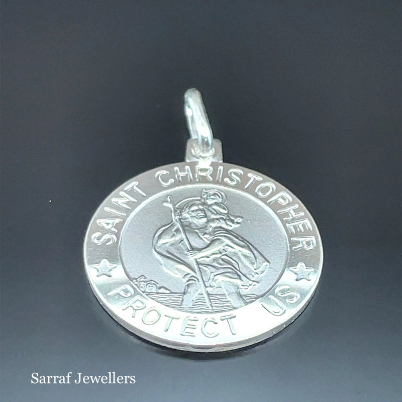 925 Sterling Silver St. Christopher Round Pendant | Shop Online Sarraf Jewellers UK