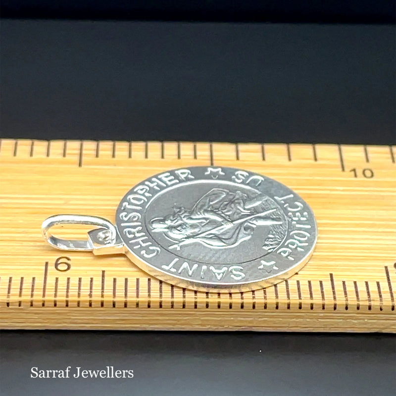 925 Sterling Silver St. Christopher Round Pendant | Shop Online Sarraf Jewellers UK