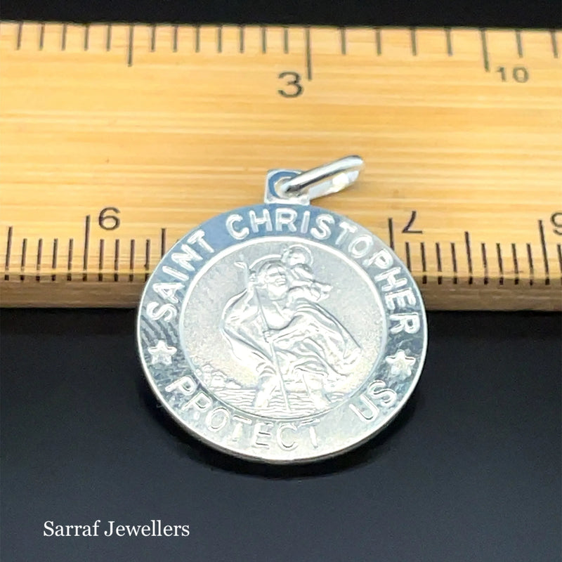 925 Sterling Silver St. Christopher Round Pendant | Shop Online Sarraf Jewellers UK