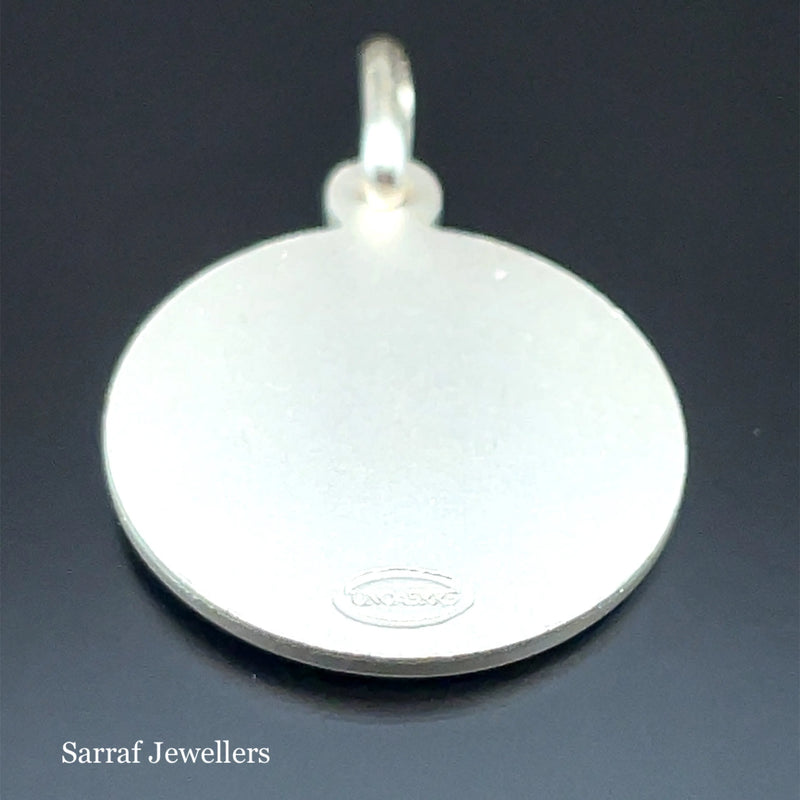 Silver St. CHRISTOPHER PENDANTS 925 Sterling Silver Diamond Cut Round Design UK Hallmarked | Shop Online Sarraf Jewellers UK