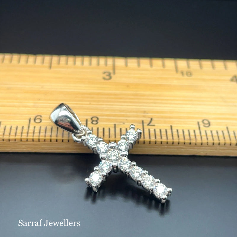 925 Sterling Silver CZ Simulated Diamond Cross Pendant | Shop Online Sarraf Jewellers UK