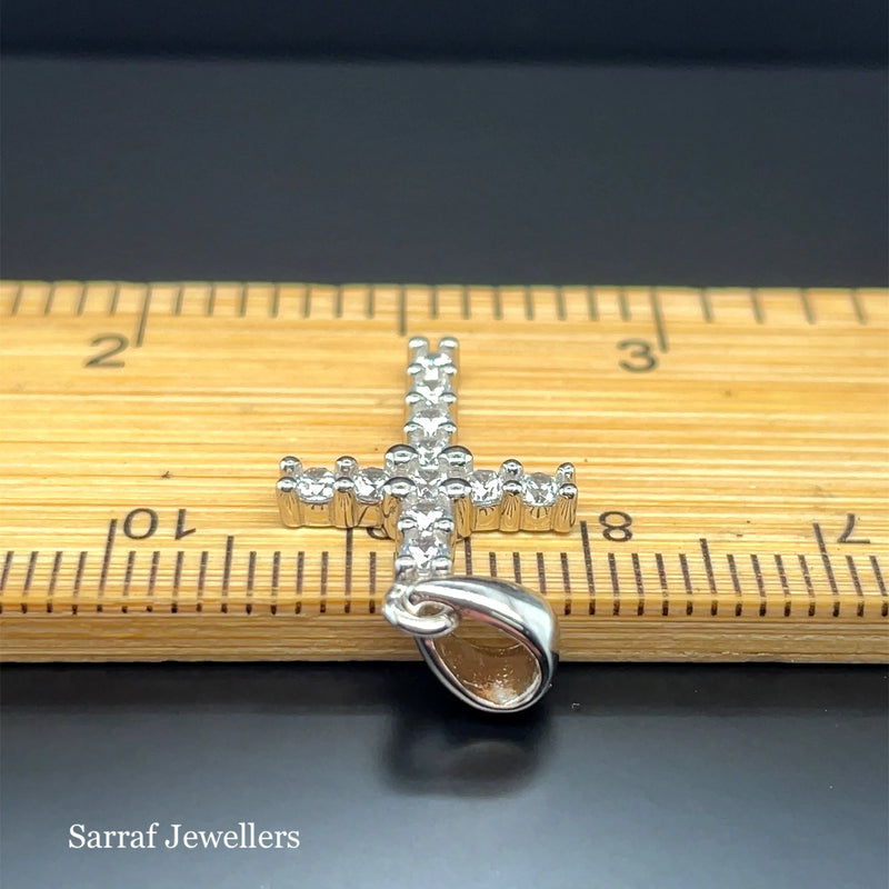 925 Sterling Silver CZ Simulated Diamond Cross Pendant | Shop Online Sarraf Jewellers UK