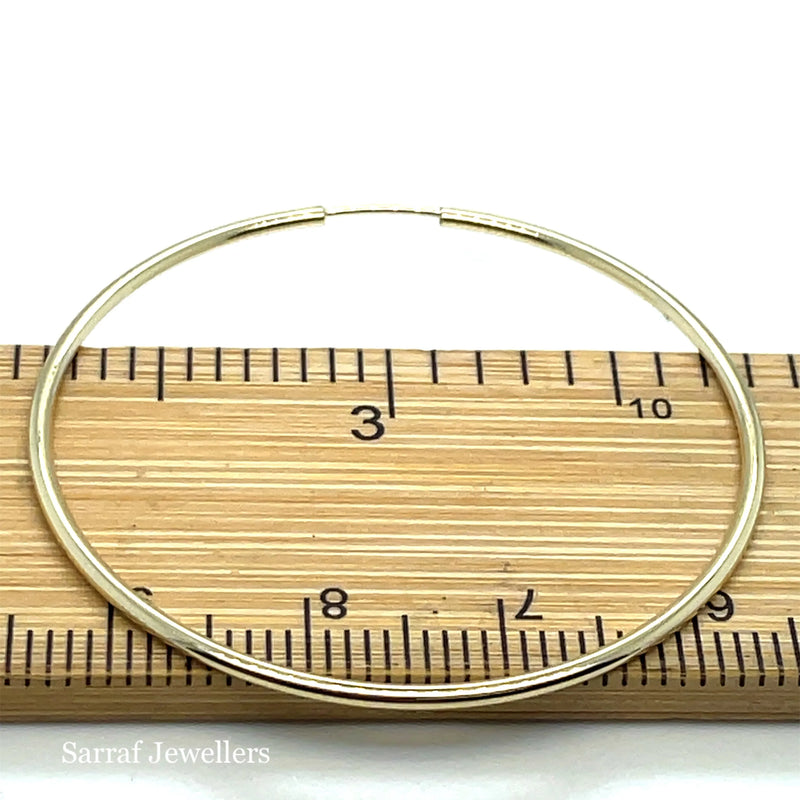 9ct Yellow Gold Ladies Plain Sleepers Earrings - 10mm to 66mm | Shop Online Sarraf Jewellers UK
