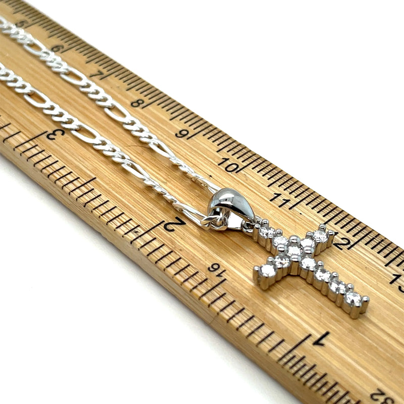 925 Sterling Silver CZ Simulated Diamond Cross Pendant | Shop Online Sarraf Jewellers UK