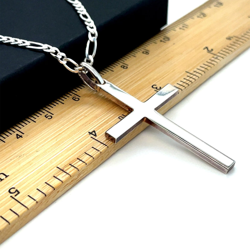925 Sterling Silver Plain Flat Cross Pendant Small/ Medium/ Large/ X-Large | Shop Online Sarraf Jewellers UK