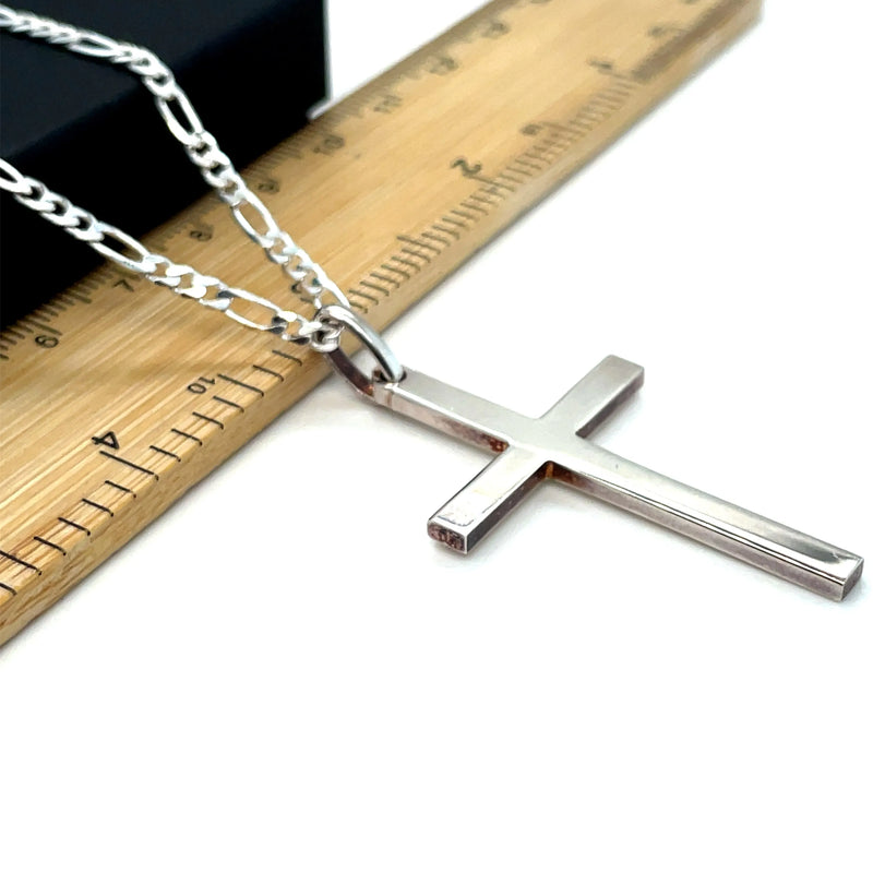 925 Sterling Silver Plain Flat Cross Pendant Small/ Medium/ Large/ X-Large | Shop Online Sarraf Jewellers UK