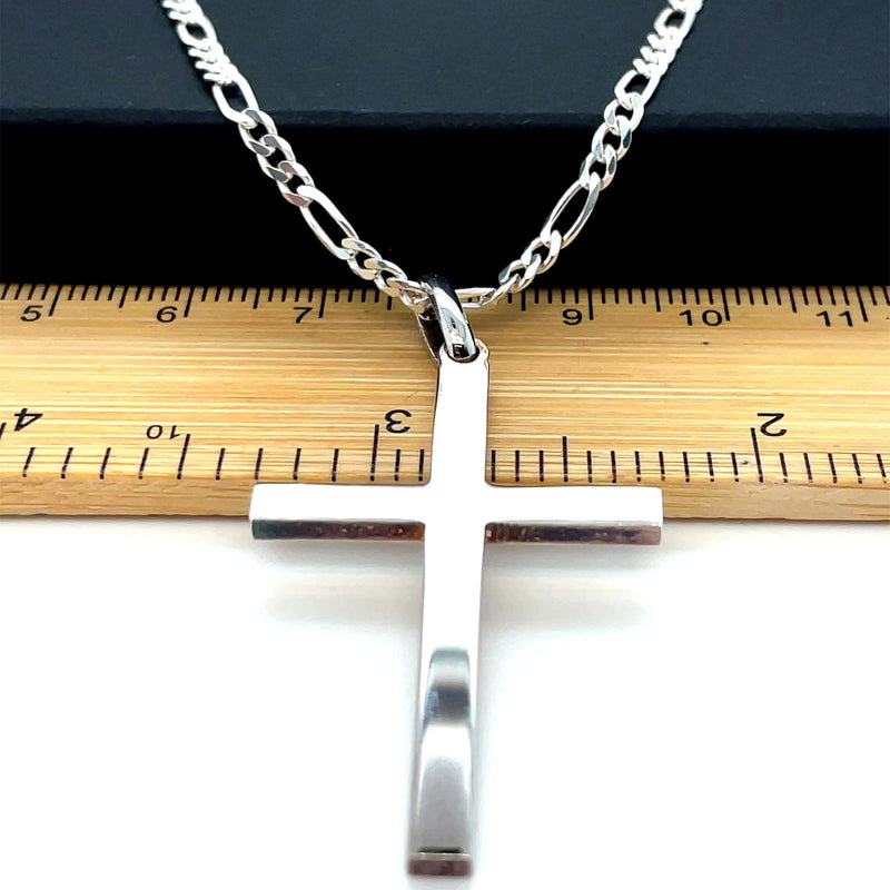 925 Sterling Silver Plain Flat Cross Pendant Small/ Medium/ Large/ X-Large | Shop Online Sarraf Jewellers UK