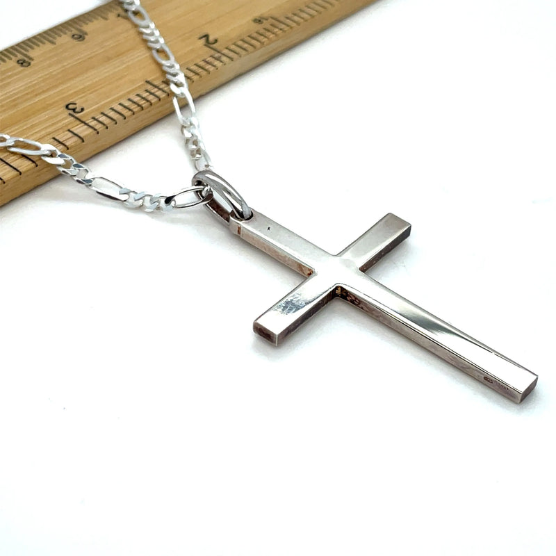 925 Sterling Silver Plain Flat Cross Pendant Small/ Medium/ Large/ X-Large | Shop Online Sarraf Jewellers UK