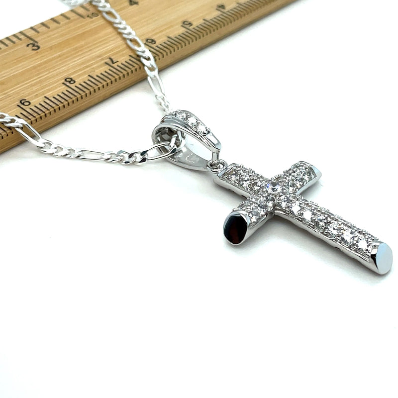 925 Sterling Silver CZ Cross Pendant – Small, Medium, Large Sizes | Shop Online Sarraf Jewellers UK